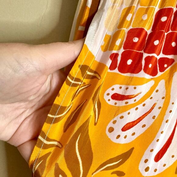 New FARM Rio Wonderful Scarf Pants Tassel Beaded Drawstring Tie Orange S or M - Picture 9 of 15